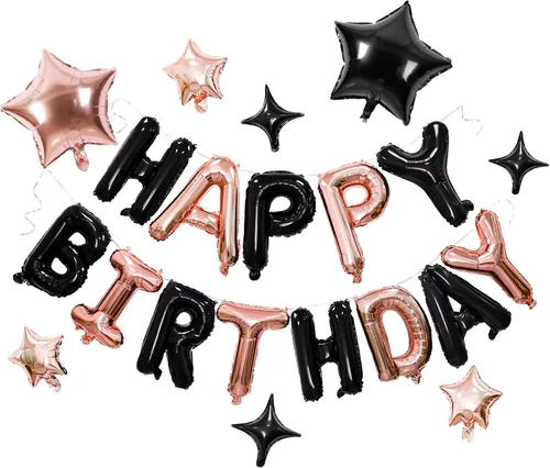Vista 13 de [Usado] HiParty 23 piezas de guirnalda de globos de cumpleaños, guirnalda de letras 3D azul de mylar de aluminio ecológico premium con 5 piezas