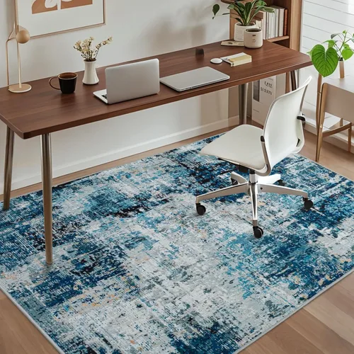 Vista 9 de Tapete para silla de oficina para suelo de madera dura, 48"x36" tapete protector de escritorio de computadora de fácil deslizamiento para silla Hoja