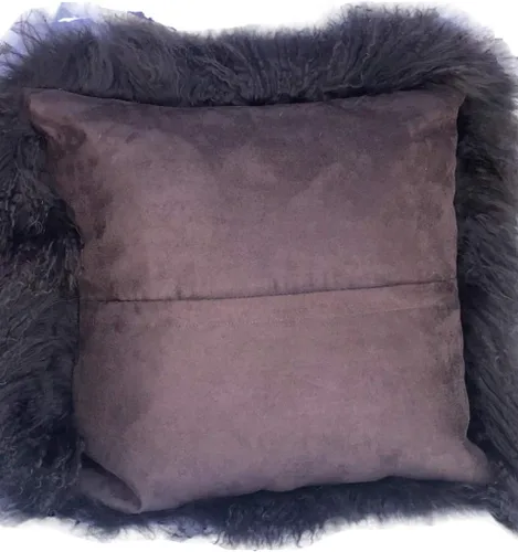 Vista 2 de Fundas de almohada de piel de oveja de cordero mongol tibetano, 100% lana de oveja mongol, súper suave, fundas de cojín decorativas