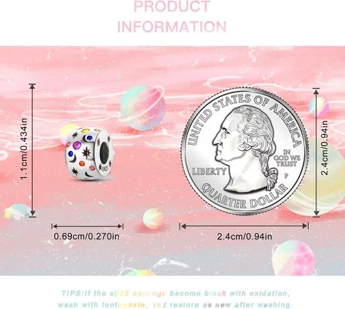 Vista 6 de Abalorios de plata de ley 925 para pulseras y collares, pulseras solares con dije de estrella de mar y estrella, conchas de estrella de mar