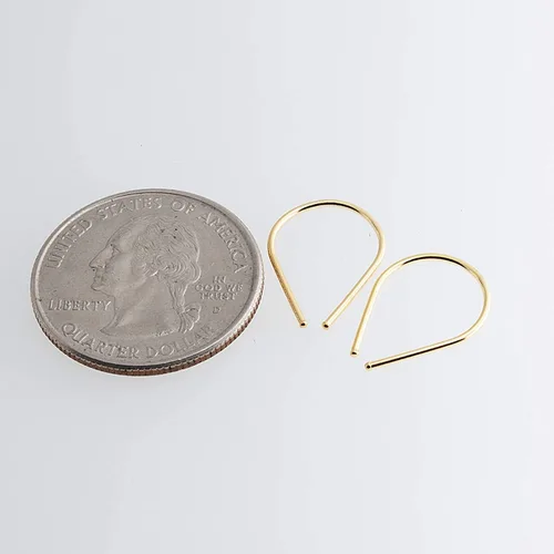 Vista 39 de Aretes pequeños de plata de ley 21 GA de 0.472 in con gancho de arco de herradura