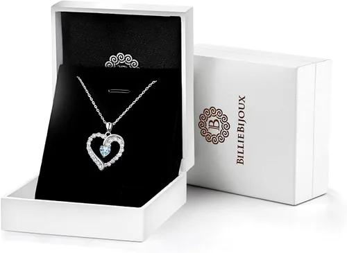 Vista 7 de Collares de joyería de corazón para mujer, plata de ley 925, collar de piedra natal, regalos de cumpleaños para mujeres, esposa, mamá