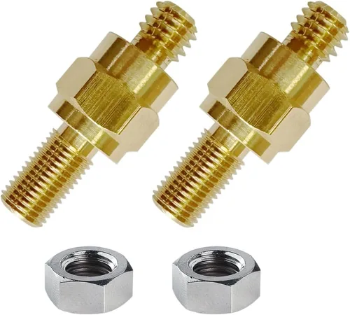 Vista 4 de Ampper 3/8"-16 y 3/8"-24 pernos de terminal de batería de poste lateral largo de latón, poste lateral estándar de batería extensor compatible