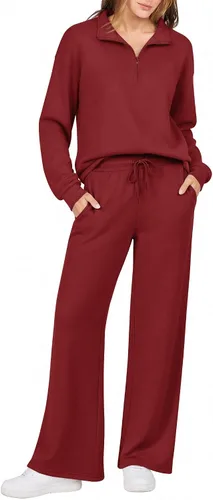 Vista 15 de Ekouaer 2 Piece Sets for Women Half Zip Lounge Sets Matching Fall Outfits Black