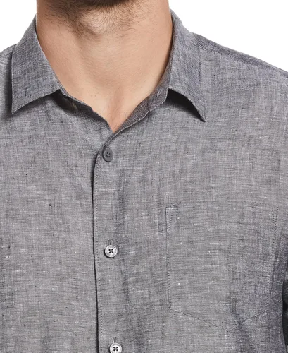 Vista 4 de Cubavera Camisa de lino con botones de manga corta de teñido cruzado para hombre