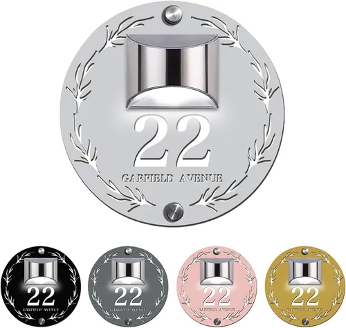 Vista 20 de Placa solar personalizada con números de casa, placa LED moderna para puerta, letrero acrílico para casa de jardín, montaje en la pared para casa