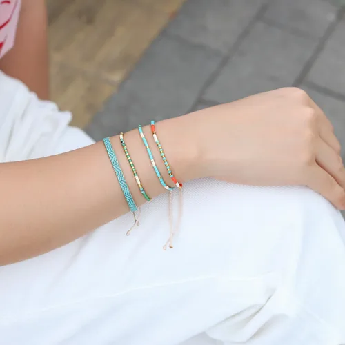 Vista 2 de KELITCH - Pulsera de cuentas de cristal de color bohemio, hecha a mano, joyas de la amistad para el verano