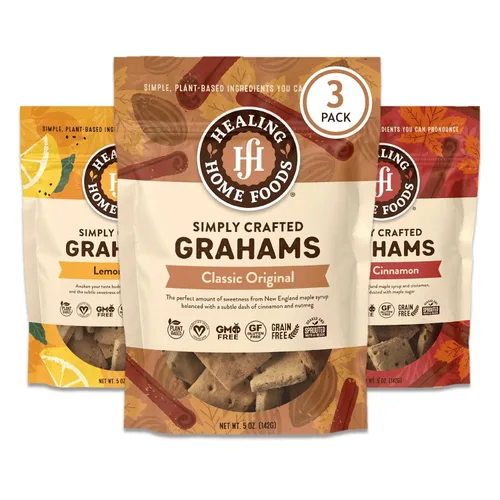 Vista 8 de Healing Home Foods Galletas Graham clásicas horneadas, sin gluten, hechas con harina de almendras, jarabe de arce orgánico y canela orgánica
