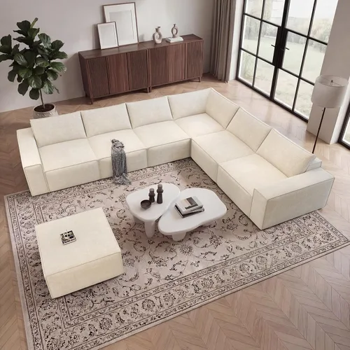 Vista 20 de Vesgantti Sofá Seccional Modular de 114" Sin Estructura, Moderno Sofá de 3 Plazas con Otomana y Asiento Profundo, Sofás de Nube Convertibles