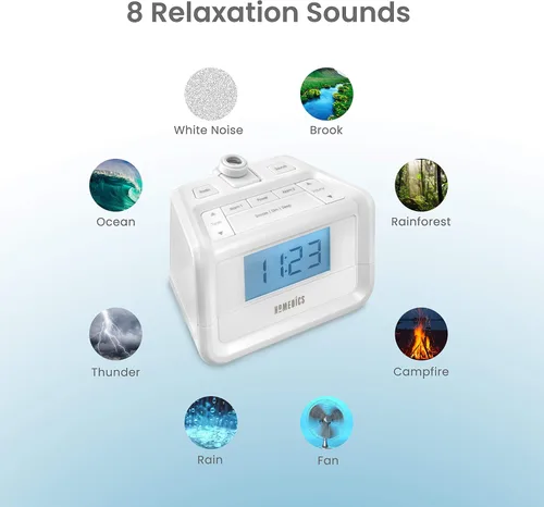 Vista 3 de Radio digital FM con reloj y tiempo de proyección de HoMedics Soundspa