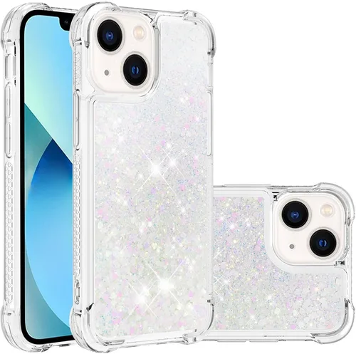 Vista 13 de LEMAXELERS Funda para iPhone 15 de 6.1 pulgadas, Bling Glitter Liquid Clear Case Flotante Arenas movedizas a prueba de golpes Funda protectora