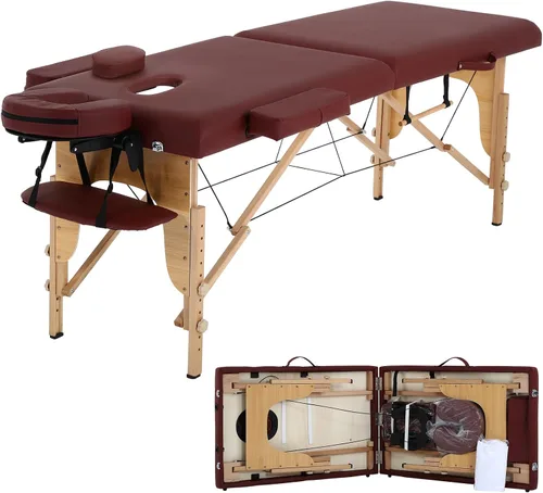 Vista 9 de Mesa de masaje, cama de masaje de 73 pulgadas, altura ajustable, 2 pliegues, de aluminio, de piel sintética, para belleza, spa, con funda