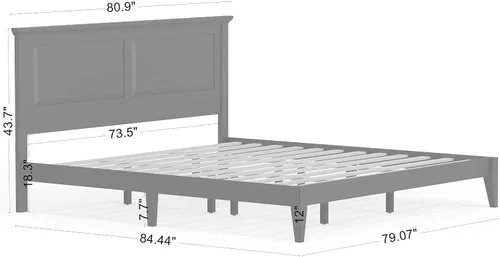 Vista 2 de Cama de plataforma de madera maciza estilo cabaña en tamaño King - Ultimate Grey gris (Ultimate Grey)
