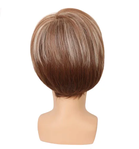 Vista 4 de Yuehong corto pelo marrón recto pelucas resistente al calor anime traje Cosplay peluca