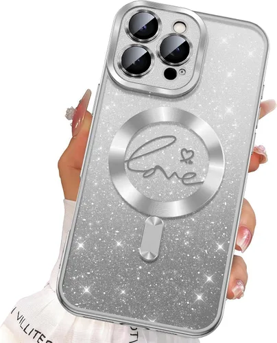 Vista 25 de Misscase Funda para iPhone 16 Pro Case Magnética con Purpurina con Protector Completo de Lente de Cámara, [Compatible con MagSafe] Linda Funda