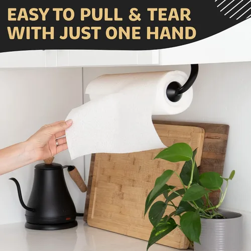 Vista 4 de Dispensador de toallas de papel con una sola mano para montar en la pared y debajo del mostrador, soporte para toallas de papel de acero inoxidable