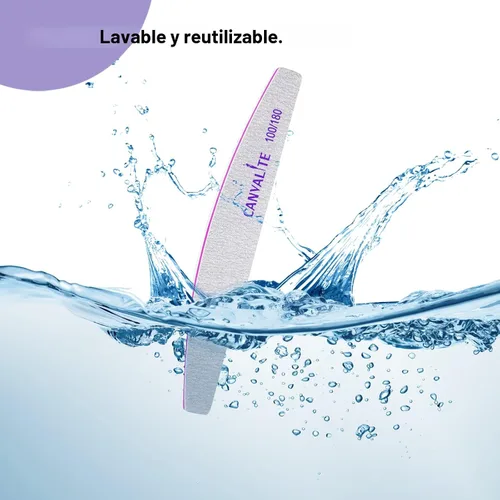 Vista 5 de Canvalite 10 limas de uñas profesionales reutilizables de doble cara (grano 100/180), herramientas de peinado de uñas para uso doméstico y de salón