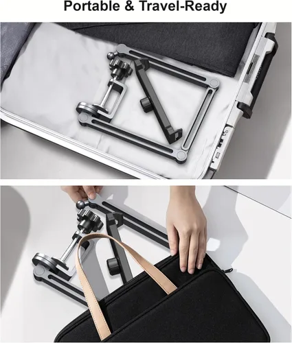 Vista 9 de YICOSUN Soporte de brazo para tableta con súper agarre, soporte plegable ajustable y abrazadera giratoria de aluminio resistente de 360° para iPad