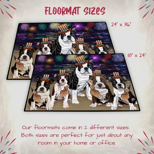 Vista 6 de Doggie of the Day Boston Terrier Dogs Floor Mat - 4th of July Independence Day - Best Dog Doormat - Protector Decor - Unique Portrait Art - Premium