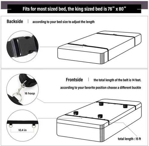 Vista 2 de Kit sexual para parejas debajo de la cama King, correas sexis ajustables y sujetadores de amarre para adultos, parejas, tobillos y muñecas