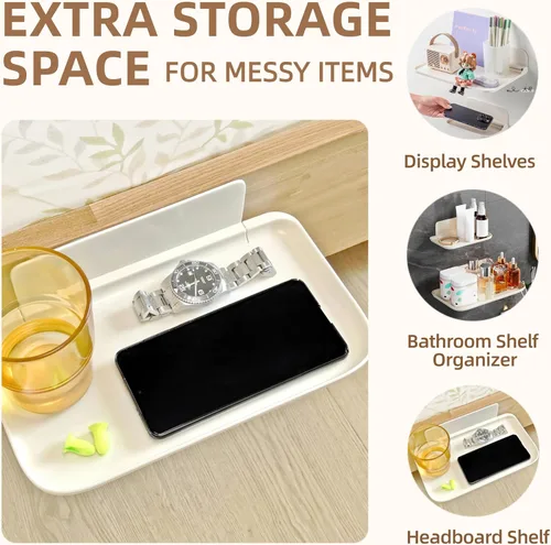 Vista 3 de Juego de 2 estantes flotantes plegables para pared de noche, estante de pared pequeño sin perforaciones, perfume, organizador de caravana