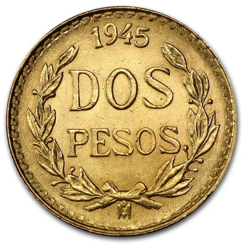 Vista 3 de Moneda de Oro 2 Pesos de Hidalgo de 1/5 de 1919-1948 (año aleatorio) mexicana brillante sin circular con Certificado de Autenticidad - Moneda de Oro