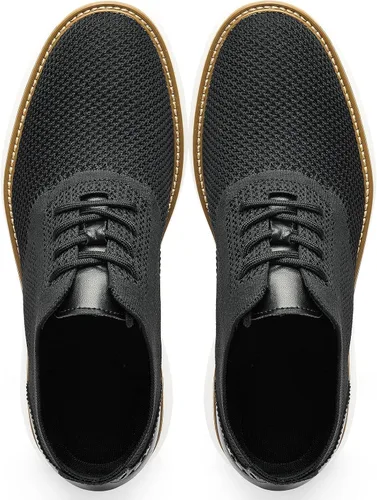 Vista 2 de RYIKA Zapatos deportivos casuales para hombre, cómodos, de punto, de malla, ligeros, transpirables, formales, Oxford, para negocios