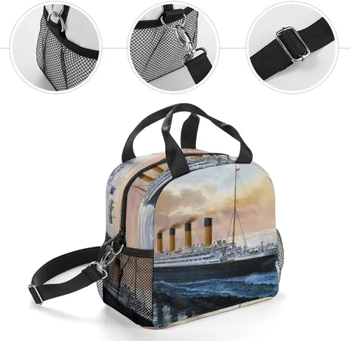Vista 5 de Retro Titanic Famous Old Historic - Bolsa de almuerzo reutilizable con correa para el hombro para hombres y mujeres