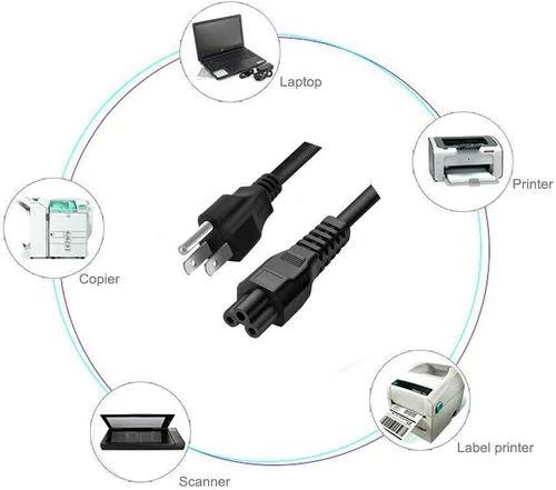 Vista 3 de Cable cargador de CA de 6 pies con certificación UL para Epson Workforce Pro WF-3720 C11CF24201 Cable de alimentación de impresora