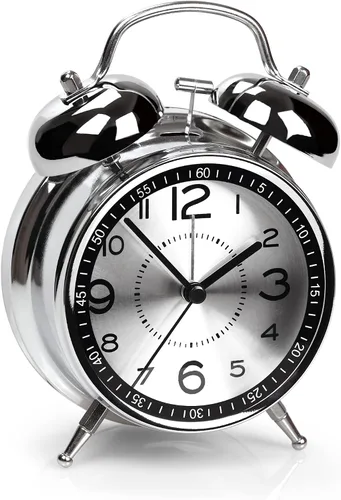 Vista 14 de AYRELY® Reloj despertador de campana doble súper fuerte para adultos de sueño pesado, 4 pulgadas, retro, silencioso, sin tictac, con luz nocturna