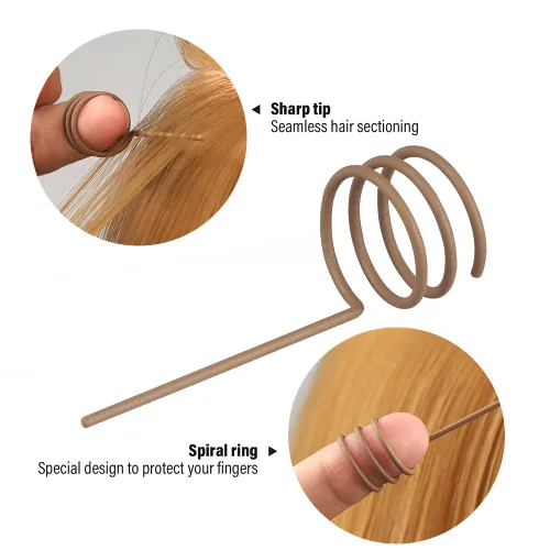 Vista 2 de Kit de herramientas de extensión de cabello, alicates de acero inoxidable de color tostado, micro cuentas, gancho removedor de bucle, clips
