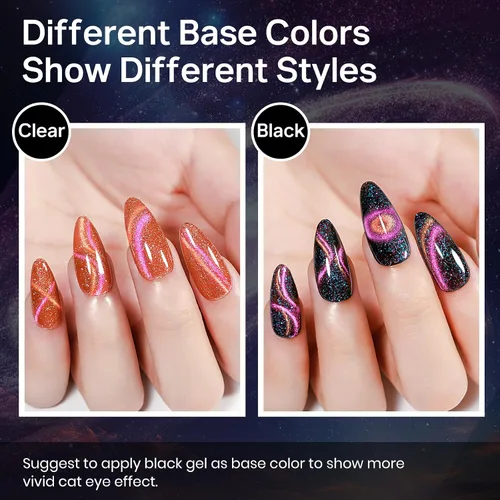 Vista 7 de MIZHSE Esmalte de uñas de gel de ojo de gato, 10 colores, juego de esmalte de gel magnético con purpurina con barra magnética, efecto galaxia