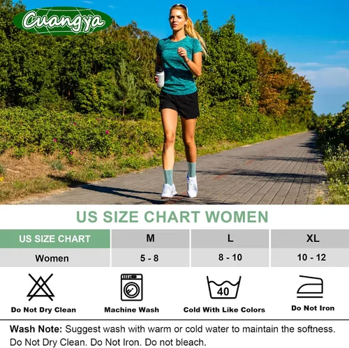 Vista 6 de cuangya Calcetines deportivos de compresión acolchados para mujer, 5 pares