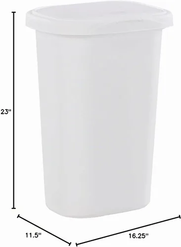 Vista 3 de Rubbermaid 13 galones Papelera con tapa de resorte, color blanco, 53 cuartos de galón