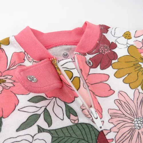 Vista 3 de HonestBaby Pijama de algodón orgánico para dormir y jugar con pies para bebés y niñas (LEGACY)