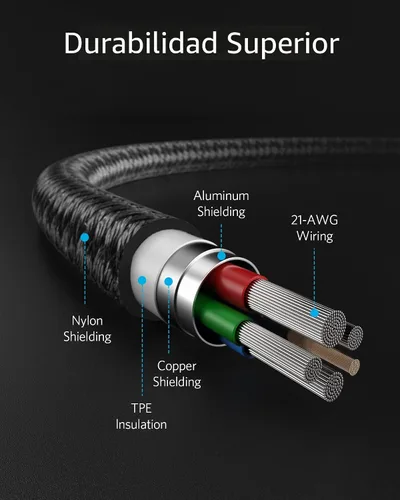Vista 6 de Anker Nuevo Cable de Nylon USB C a Lightning, Certificado MFi de Apple para iPhone Serie 14, y Más (1 pie, Negro)