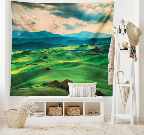 Vista 8 de Ambesonne Tapiz Trippy, vista panorámica de la cascada con bosques de ensueño y mandala oriental psicodélico, decoración de tela para colgar