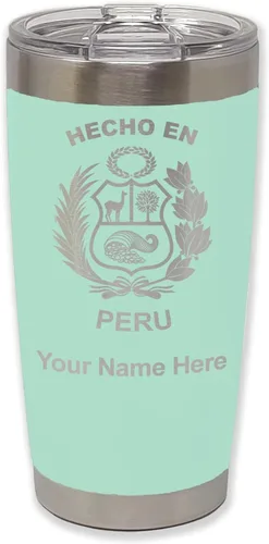Vista 35 de LaserGram Vaso aislado al vacío de 20 onzas, hecho en Perú, grabado personalizado incluido (negro)