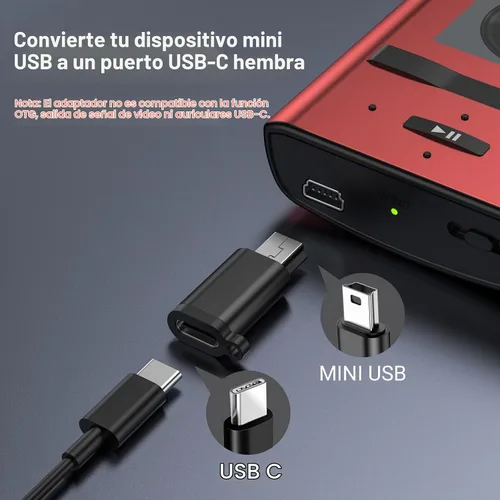 Vista 2 de Paquete de 2 mini adaptadores USB y 3 adaptadores micro USB, conector compatible con carga y sincronización de datos para receptor GPS/cámara