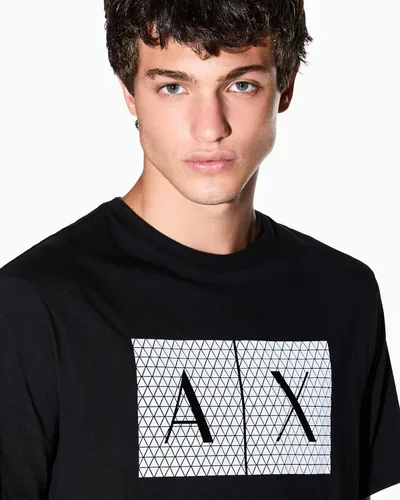 Vista 3 de Armani Exchange Camiseta Triangulation con cuello redondo para hombre Negro
