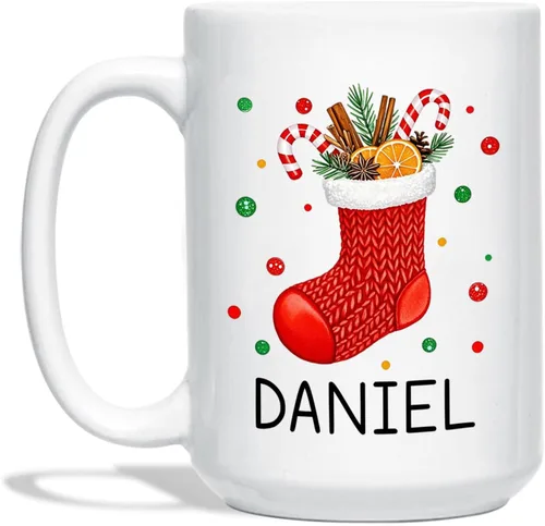 Vista 20 de Taza Personalizada Construcción De Muñeco De Nieve Con Nombre, Taza De Café De Navidad Muñeco De Nieve, Tazas De Árbol De Navidad Personalizadas