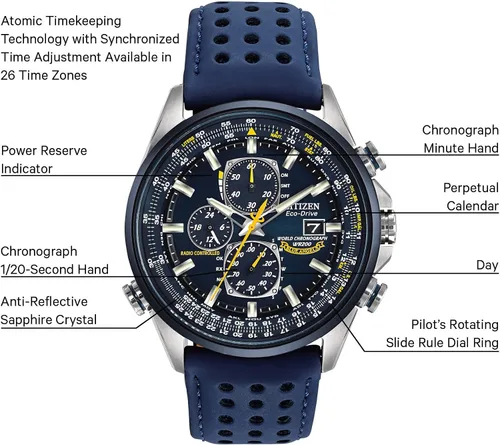 Vista 6 de Reloj Citizen AT8020-03L para hombre, Blue Angels World A-T Eco-Drive