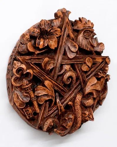 Vista 3 de Dryad Design Cimaruta - Placa de pared con diseño de pentáculo, Wiccan Pagan Italian Witchcraft Home Decor (acabado de madera)