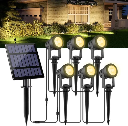 Vista 17 de Luces solares para exterior, focos de paisaje IP65 impermeables con cable de 3m, luces de pared para exterior con encendido y apagado automático