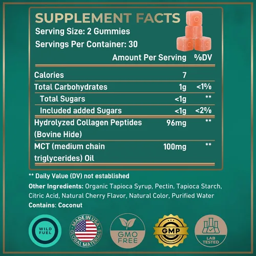 Vista 4 de MCT Oil Keto Gummies - Gomitas de colágeno potenciador del metabolismo – Gomitas de energía masticables de energía para preentrenamiento, energía