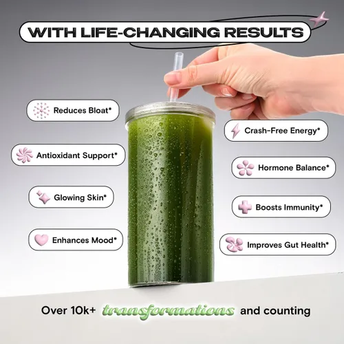 Vista 7 de Kiala Nutrition Super Greens en polvo, espirulina, polvo orgánico de superalimentos verdes que apoya la salud intestinal, deshinchazón para mujeres