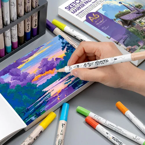 Vista 6 de TRANSON Paquete de 2 mini cuadernos de bocetos A6, papel de arte pesado de 80 libras/4.23 oz/m², no se traspasa, 100 hojas/200 páginas de 4.13 x