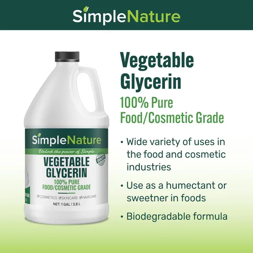 Vista 2 de Simple Nature Glicerina vegetal 100% pura, 2 galones, natural pura de grado alimenticio y cosmético para cuidado de la piel, cuidado del cabello
