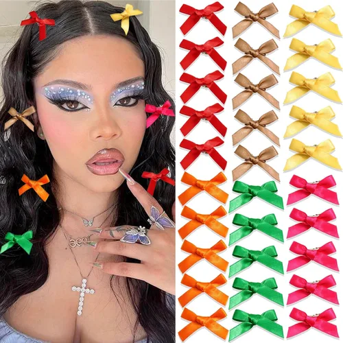 Vista 28 de 20 piezas de lazos negros para el cabello con cinta, clips tipo cocodrilo para el cabello, pasadores para el cabello para adolescentes, pinzas
