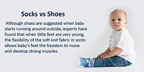 Vista 3 de Baby Boy Socks with Sneaker Shoe Look-Non-slip Gripper Soles-3 or 6 Pairs-Cotton-Gift Packaged-Baby Shower-Faux Shoelaces